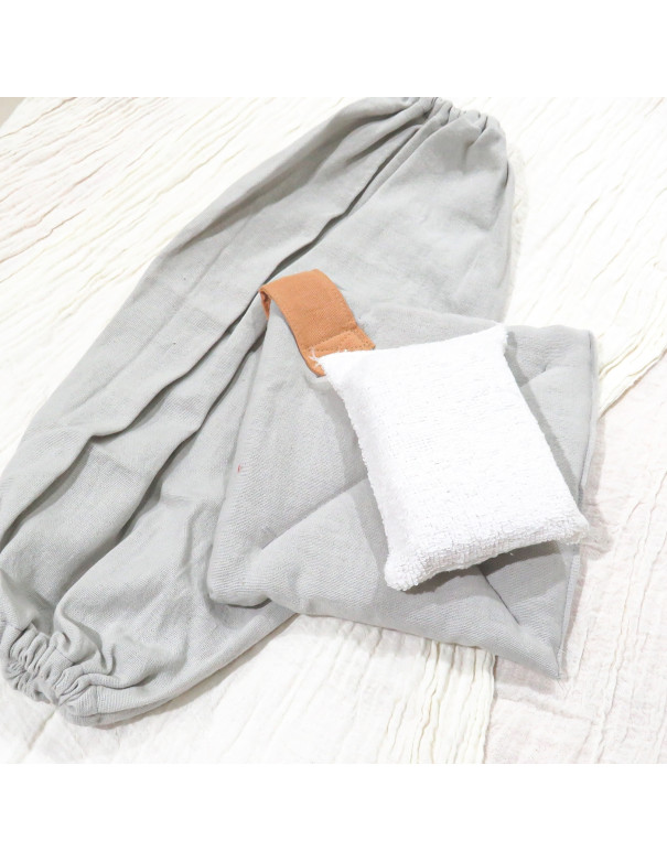 Set Cocina Guarda Bolsa + Agarradera + Esponja (Gris Perla) - Deco Por Mayor