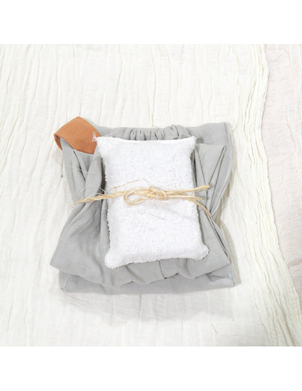 Set Cocina Guarda Bolsa + Agarradera + Esponja (Gris Perla) - Deco Por Mayor