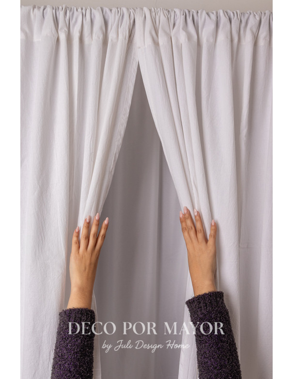 Juego de Cortinas Tusor Blanco - Deco Por Mayor