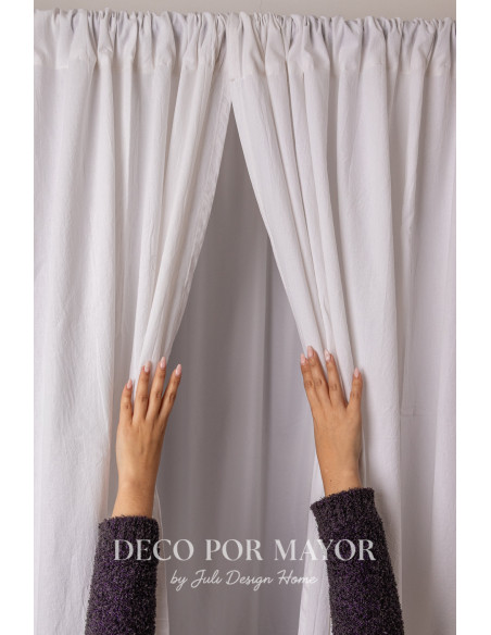Juego de Cortinas Tusor Blanco - Deco Por Mayor
