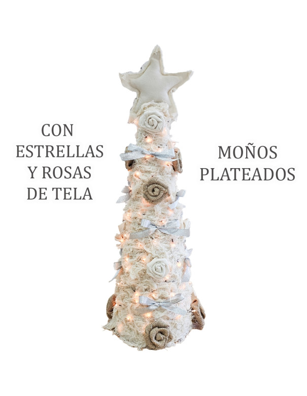 Árbol Navidad 60cm Plateado (100 Luces) - Deco Por Mayor