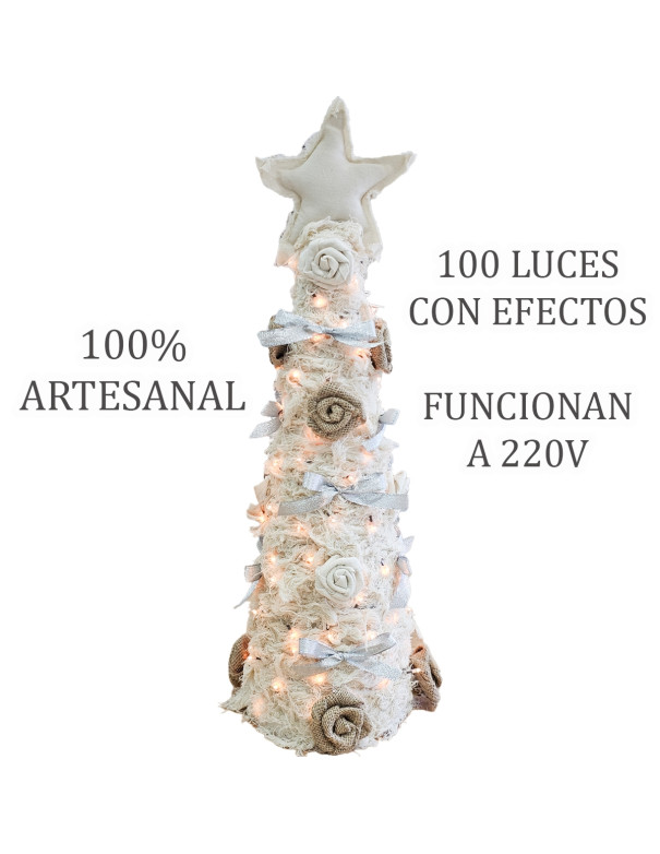 Árbol Navidad 60cm Plateado (100 Luces) - Deco Por Mayor