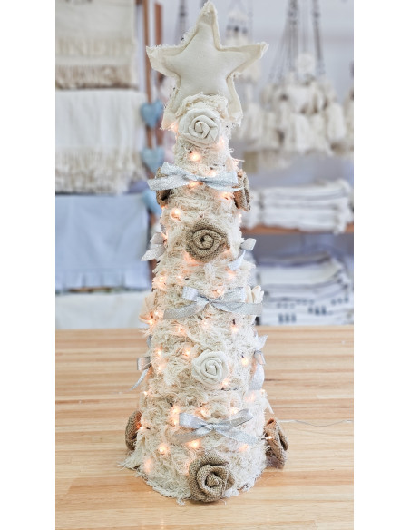 Árbol Navidad 60cm Plateado (100 Luces) - Deco Por Mayor