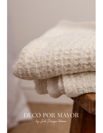 Manta Alma Waffle (Natural) - Deco Por Mayor