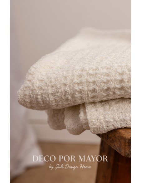 Manta Alma Waffle (Natural) - Deco Por Mayor