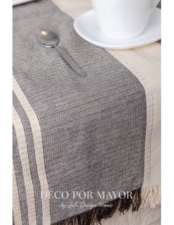 Camino de Mesa Rústico Delfina Natural con Negro - Deco Por Mayor 2