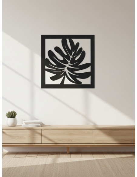 Cuadro Hoja I - Negro 40cm - Deco Por Mayor