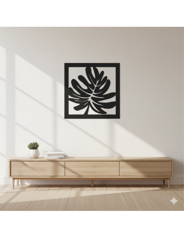 Cuadro Hoja I - Negro 40cm - Deco Por Mayor