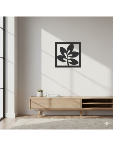 Cuadro Hoja III - Negro 40cm - Deco Por Mayor