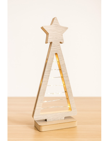 Arbolito Madera Con Luces - Deco Por Mayor