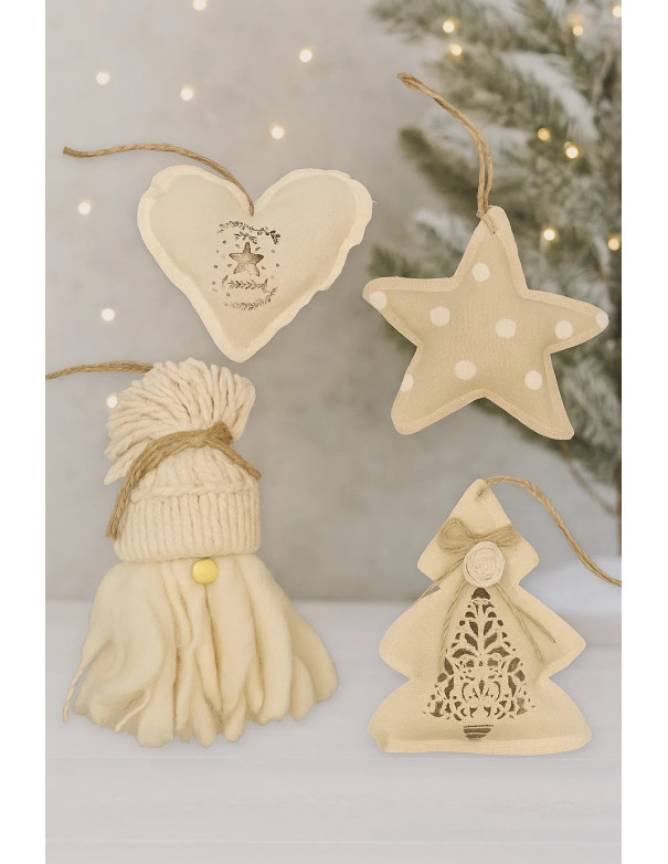 Set x4 Adornos de Tela Navidad - Deco Por Mayor