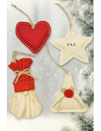 Set x4 Adornos Navidad (Rojo - Natural) - Deco Por Mayor 2
