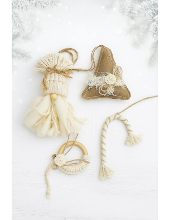 Set x4 Adornos Navidad (Natural - Arpillera) - Deco Por Mayor