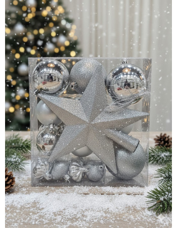 Set Adornos Navidad Plateado (18 piezas) - Deco Por Mayor 2
