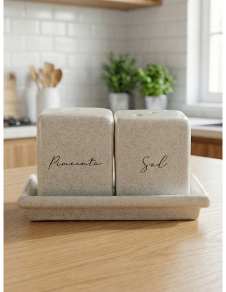 Bandeja Sal - Pimienta Cerámica (Jaspeado)  - Deco Por Mayor