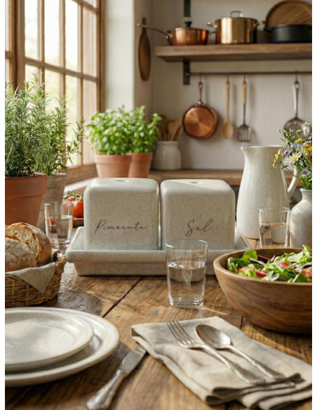 Bandeja Sal - Pimienta Cerámica (Jaspeado)  - Deco Por Mayor