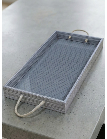 Bandeja Con Manija (Gris) - Deco Por Mayor
