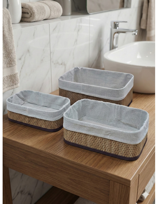 Set x 3 Canastos de Bamboo Rectangular - Deco Por Mayor