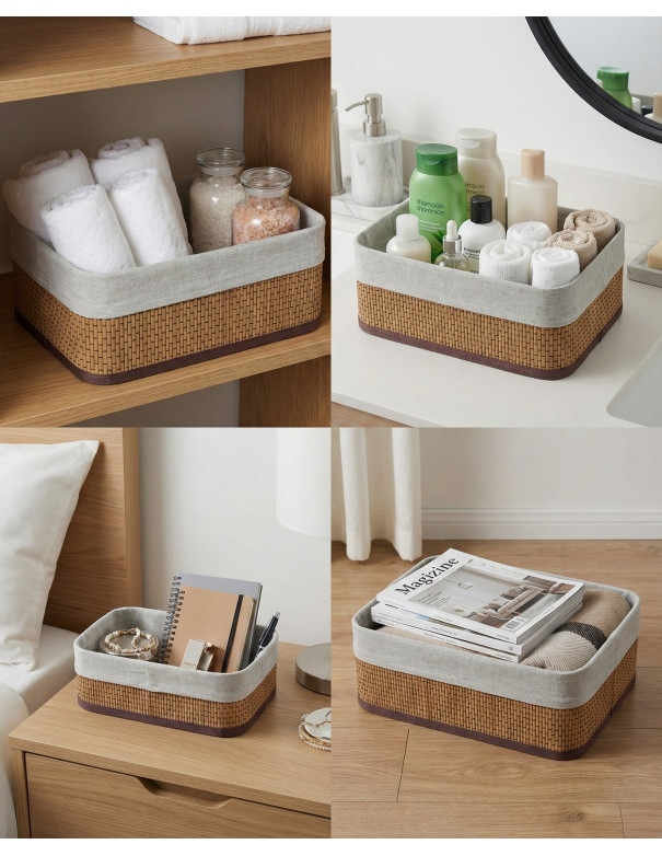 Set x 3 Canastos de Bamboo Rectangular - Deco Por Mayor