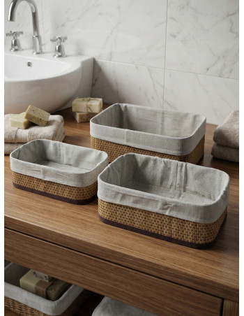 Set x 3 Canastos de Bamboo Rectangular - Deco Por Mayor