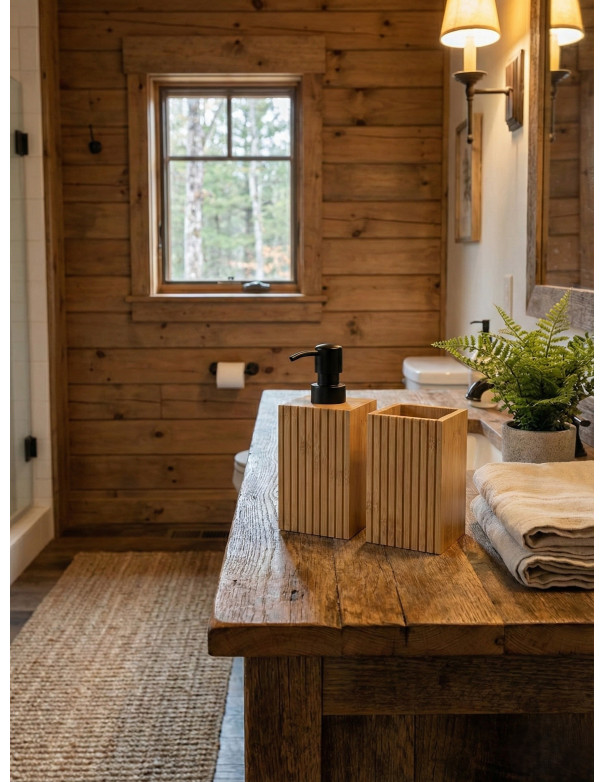 Set de Baño x3 Madera  - Deco Por Mayor