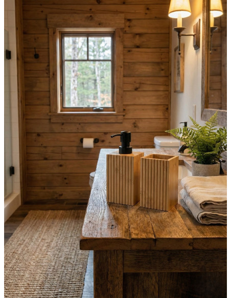 Set de Baño x3 Madera  - Deco Por Mayor