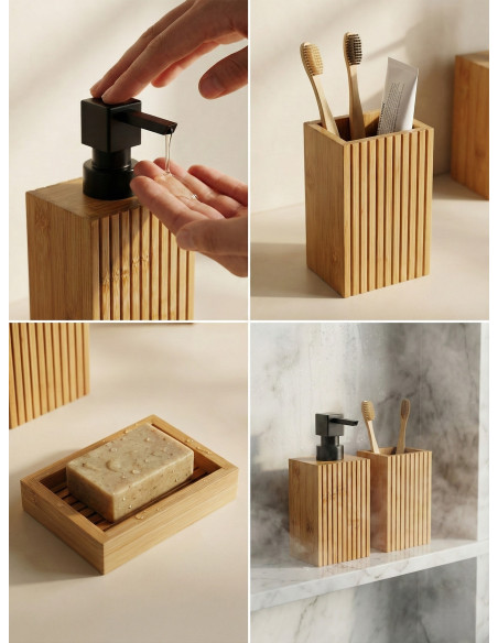 Set de Baño x3 Madera  - Deco Por Mayor