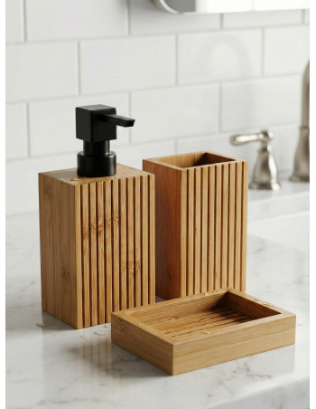 Set de Baño x3 Madera  - Deco Por Mayor