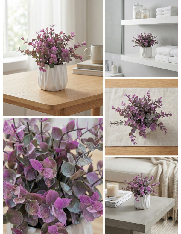 Planta Artificial Violeta Cerámica P1177 - Deco Por Mayor