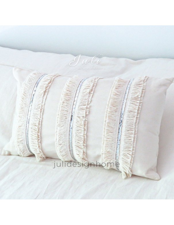 Almohadón Boho Luna 30x50 Plateado - Deco Por Mayor